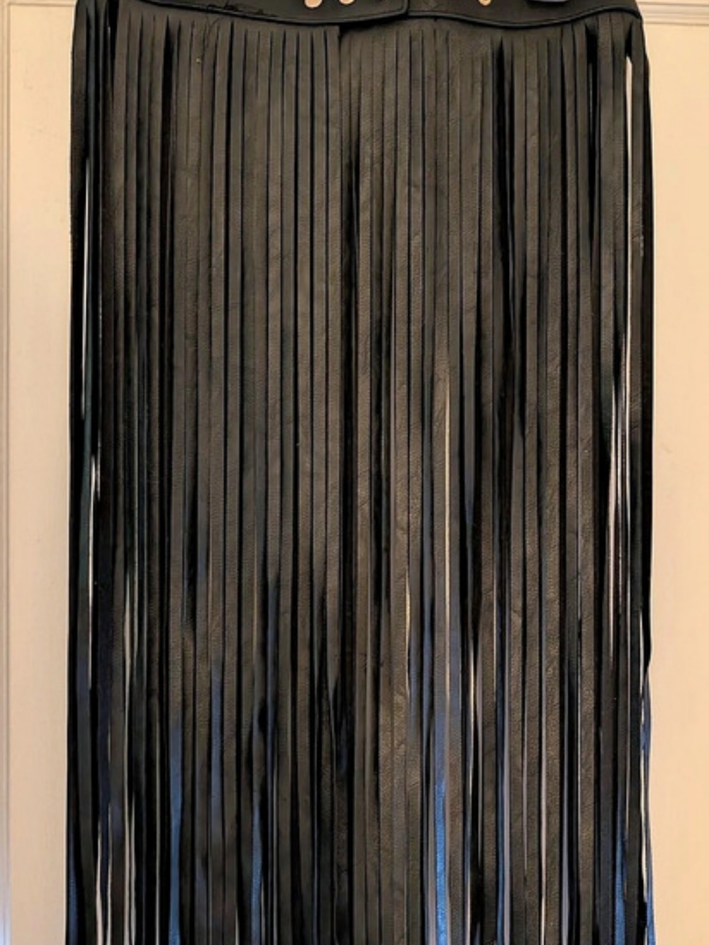 Black Fringe Midi Skirt